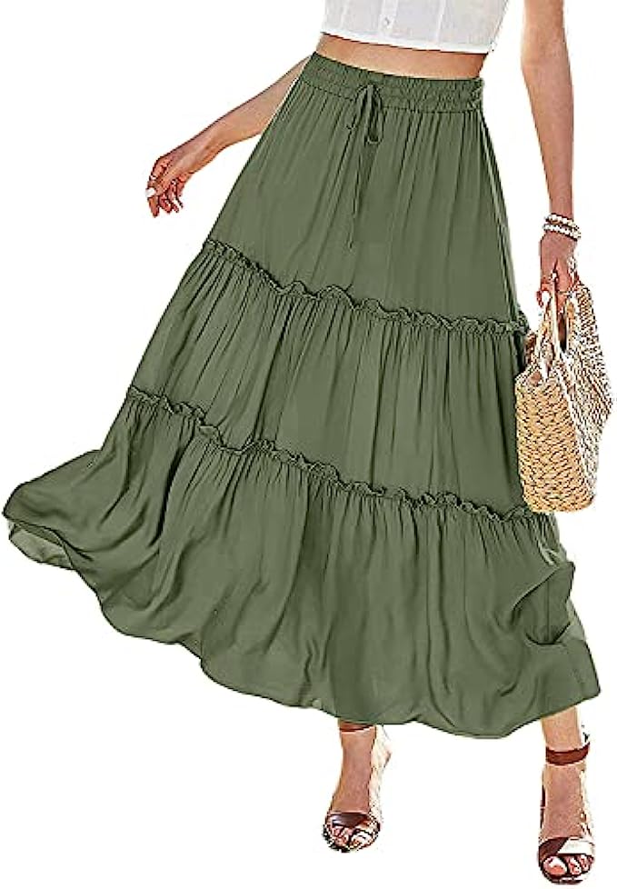 Avanova Women's Ditsy Floral Split Thigh High Waist Summer Boho A Line Midi Skirt