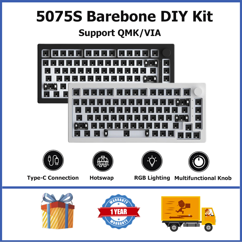 Akko 5075S Gasket Structure Mechanical Keyboard Kit Wired RGB Hot Swappable Custom keyboard Support For QMK/VIA