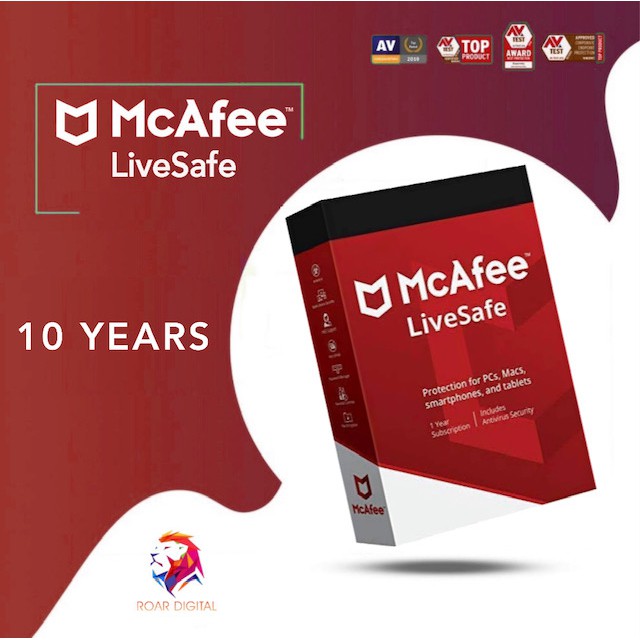 MCAFEE LIVESAFE ANTIVIRUS ORIGINAL 10 YEARS - LATEST VERSION