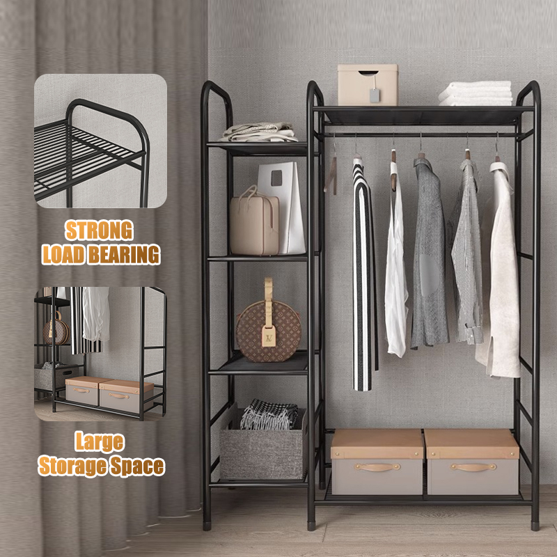 (SG STOCK)Bedroom Coat Rack Hanging Rack Sturdy Steel Pipe Clothes Rack Clothes Hanger Stand