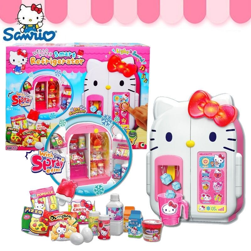 Hello Kitty style mini refrigerator simulation kitchen toy Hellokitty children and girls play house set toy