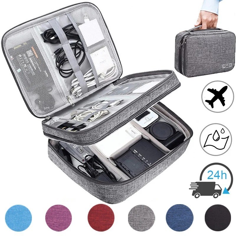 【SG Local Stock】 Cable Storage Bag Waterproof Digital Electronic Organizer Portable Gadget Travel